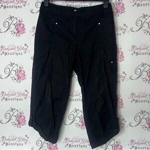 Laura petites cargo diamond bling grommets Black Cropped Pants